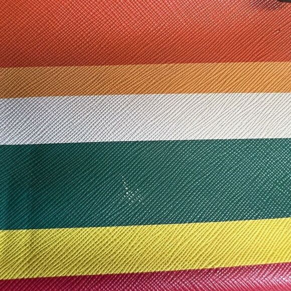 Large Dana Buchman Stripped Colorful Tote Faux Leather - Picture 9 of 15